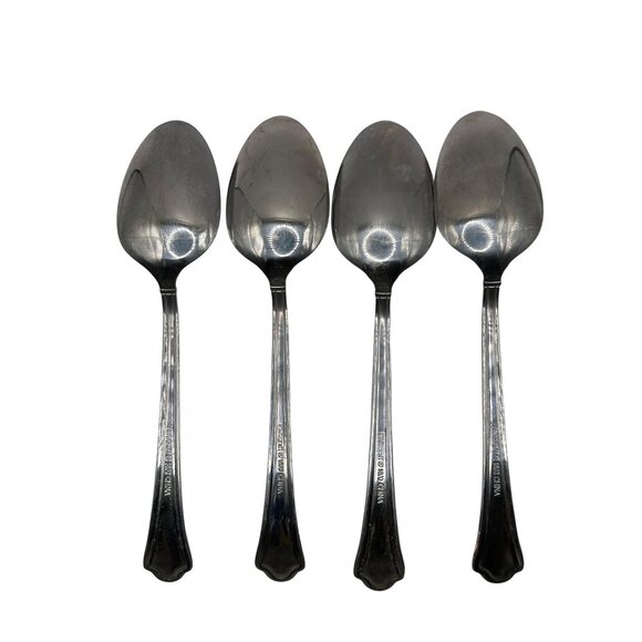 Pfaltzgraff Capri Frost Stainless Steel 4 Soup Spoon 18/0 China Glossy Bevel - Picture 4 of 4